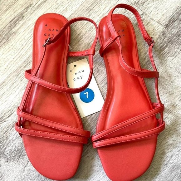 A New Day Kaia Strappy Sandals Coral Red 6 - Picture 9 of 9